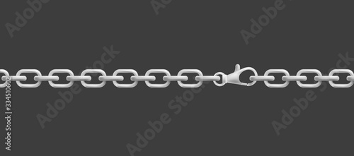 Silver jewelry chain with links realistic vector mockup illustration isolated.
