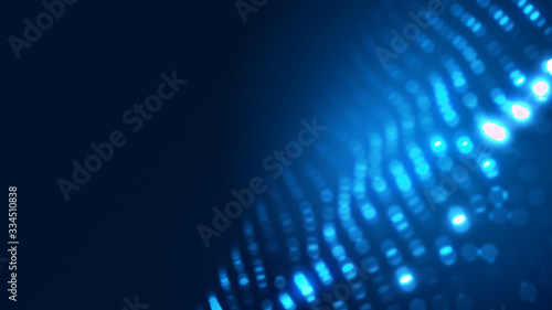 Dot blue wave light screen gradient texture background. Abstract ai technology big data digital background. 3d rendering.