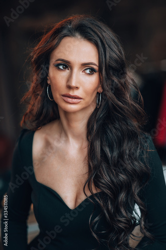 Wallpaper Mural portrait of a beautiful woman in a black dress Torontodigital.ca