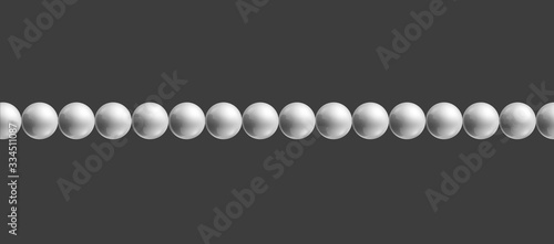 Silver metallic chain with ball links realistic vector illustration isolated.
