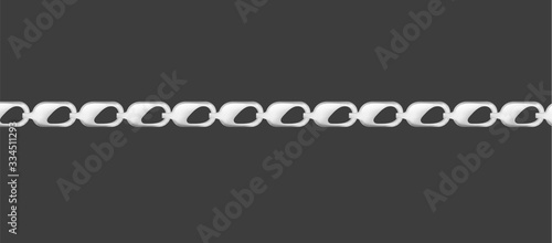 Realistic silver chain with tear shaped holes in oval links