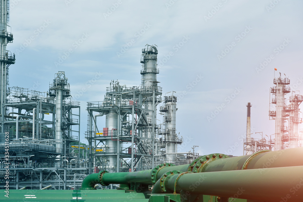 pipe line system connection in oil refinery plant. pipe line system connection in oil refinery plant.