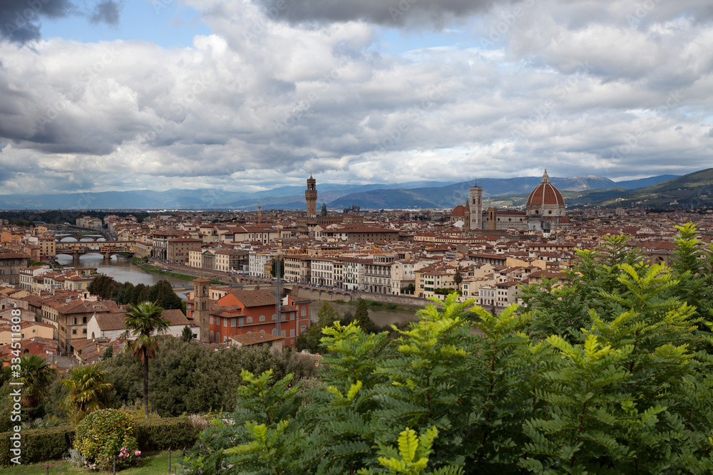 Florence - view at Arno river and old town of Florence, Tuscany, Italy