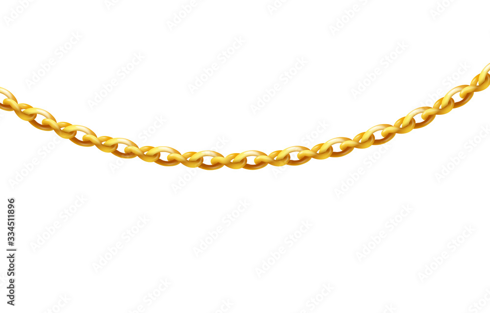 Realistic gold metal chain arc isolated on white background Realistic gold metal chain arc isolated on white background