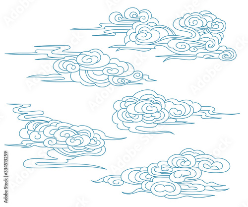 Set of vector Chinese clouds for decor holiday posters