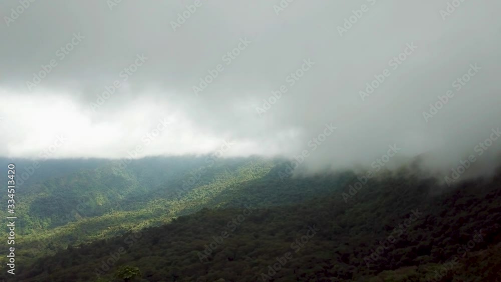 Costa Ricas National Park Monteverdes beautiful cloud forest on cloudy and windy day filmed by drone/aerial Costa Ricas National Park Monteverdes beautiful cloud forest on cloudy and windy day filmed by drone/aerial