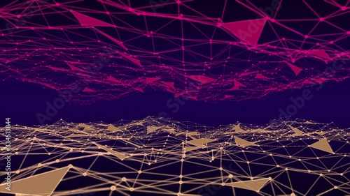 Abstract space with connected structure. Concept Digital Technology, 3D render with alpha matte