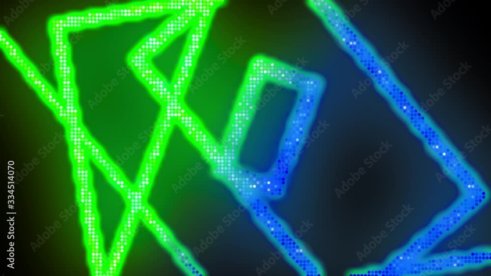 Neon green and blue lines spinning inside endless tunnel. Long corridor, glowing rays, fluorescent light, fashion podium, music laser show, looped, seamless animation rectangular frames spinning. Neon green and blue lines spinning inside endless tunnel. Long corridor, glowing rays, fluorescent light, fashion podium, music laser show, looped, seamless animation rectangular frames spinning.