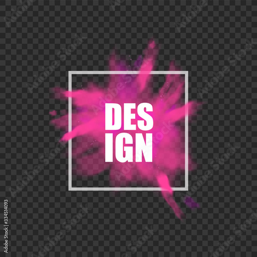 Pink powder splash banner - realistic color explosion with text template
