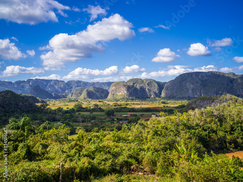 Green mountain landscape in the valley of vinales in cuba