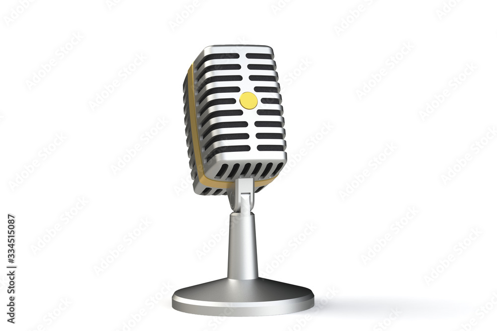 Fototapeta premium Vintage microphone on a white background. 3D render