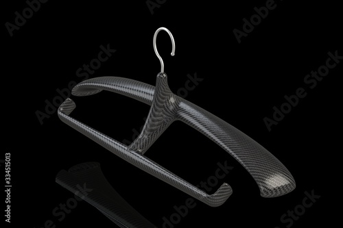 Hanger for drying a wetsuit on a black background. 3D render