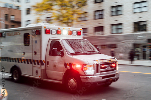 High-speed ambulance on a New York City street photo