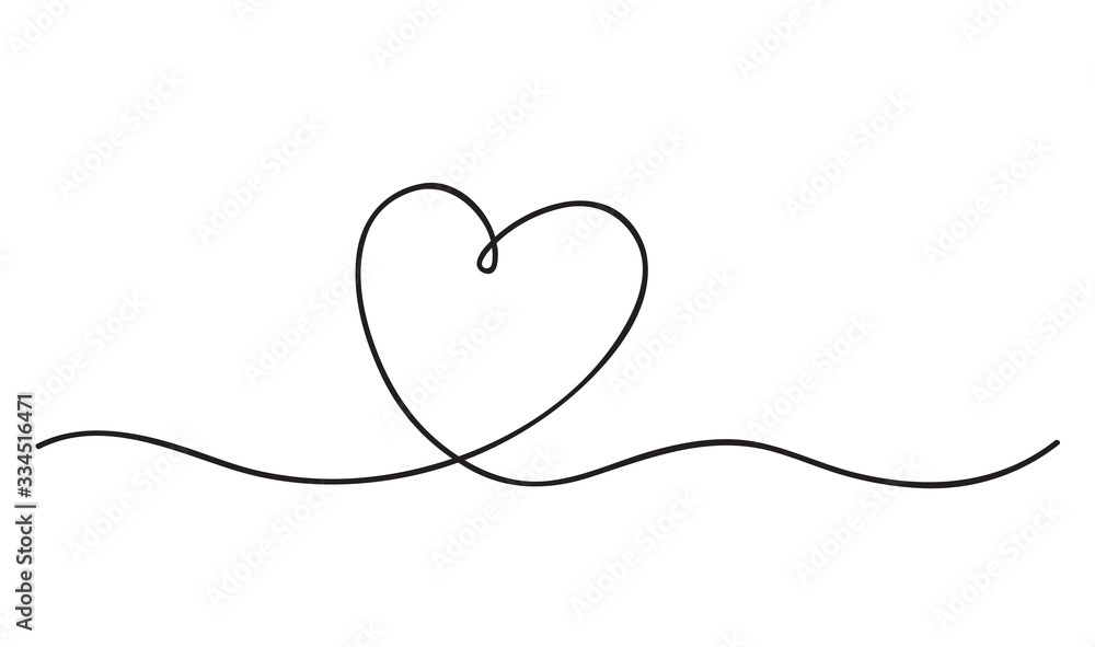 Heart. Abstract love symbol. Continuous line art drawing vector ...