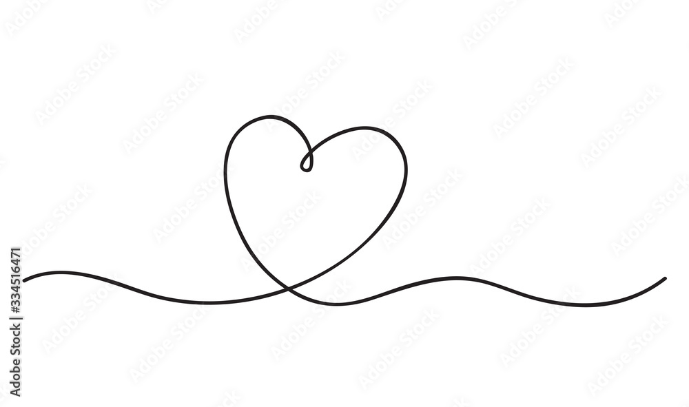 Heart. Abstract love symbol. Continuous line art drawing vector illustration Heart. Abstract love symbol. Continuous line art drawing vector illustration