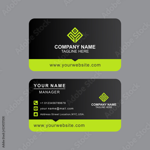 Modern professional black and green business card