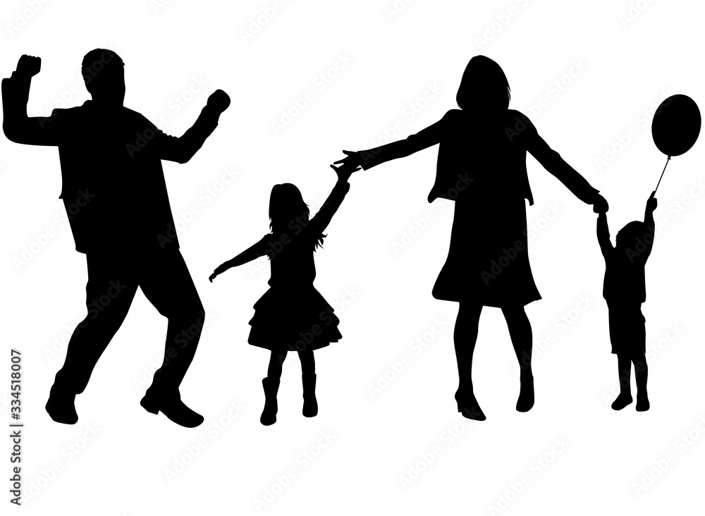 Family black silhouettes, conceptual Illustration .