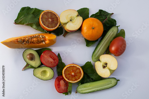 Collage of vegetables and fruits