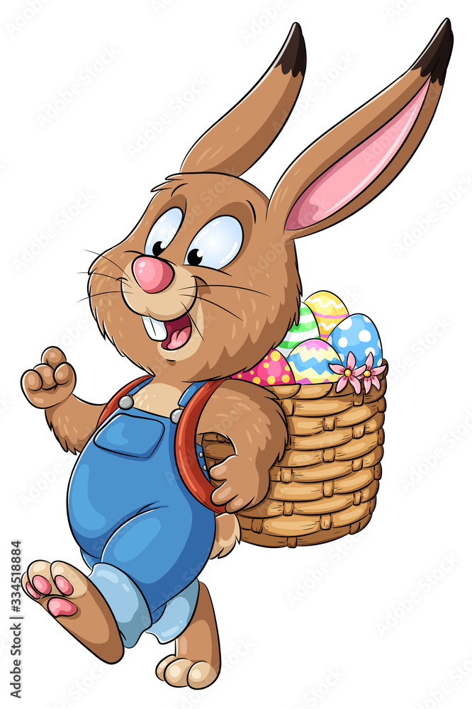 Niedlicher Osterhase mit Ostereiern - Vektor-Illustration Stock