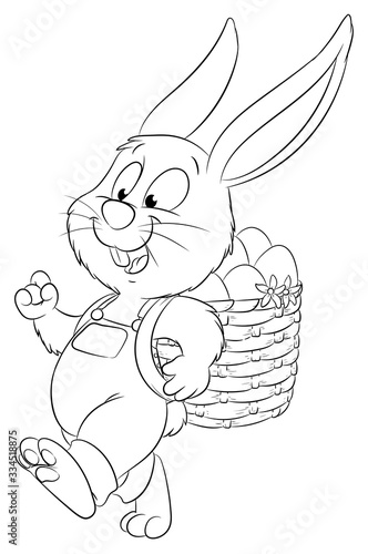 Niedlicher Osterhase mit Ostereiern - Vektor-Illustration