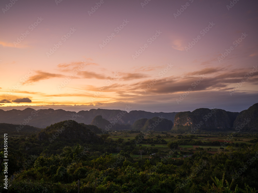 Sunset in the valley of Vinales, Cuba
