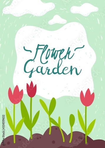 Gardening cartoon vertical card