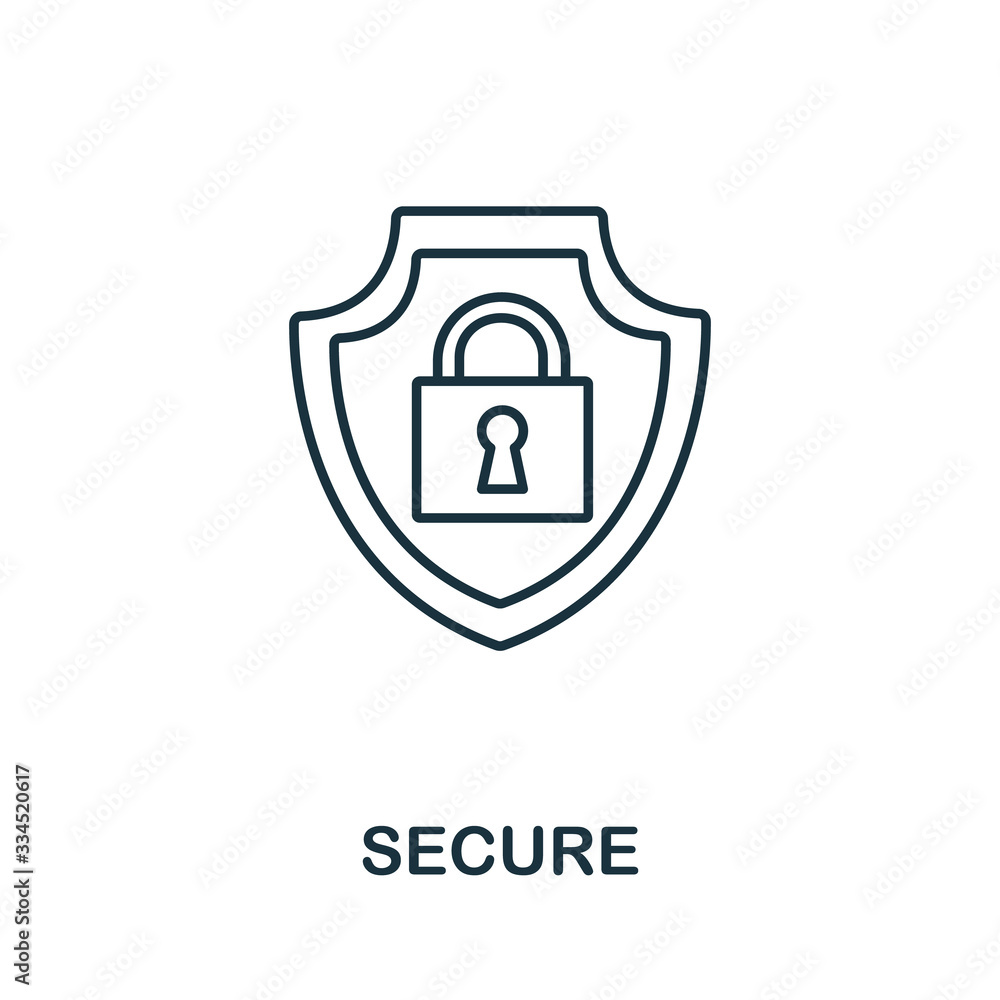 Secure icon from insurance collection. Simple line Secure icon for templates, web design and infographics Secure icon from insurance collection. Simple line Secure icon for templates, web design and infographics