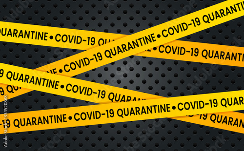 Graphic banner with a yellow bacteriological danger sign and the inscription Quarantine