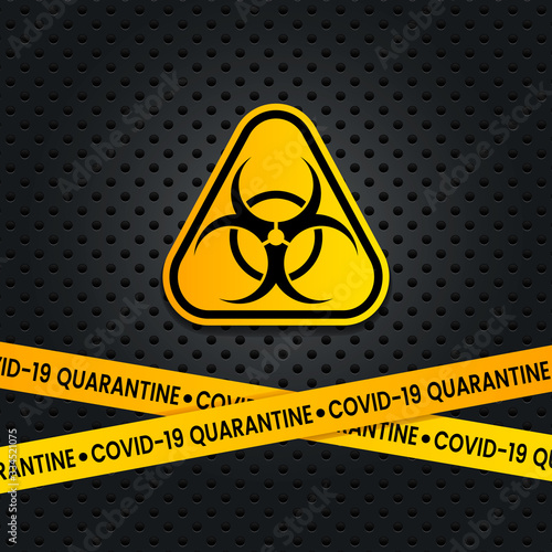 Graphic banner with a yellow bacteriological danger sign and the inscription Quarantine