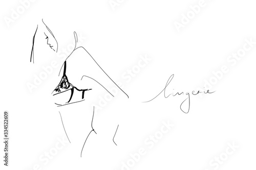 Young woman in lingerie. Fashion illustration in sketch style. Vector