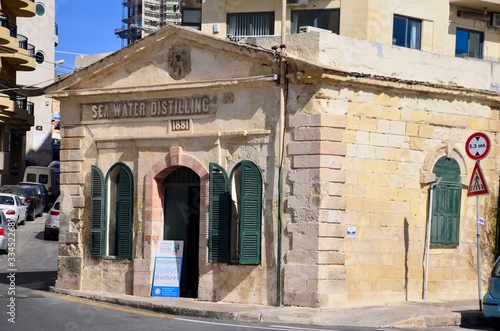 The sea water distilling plant in Sliema, Malta, stands on the sea front. It was built in 1881 to supply drinking water to the island.