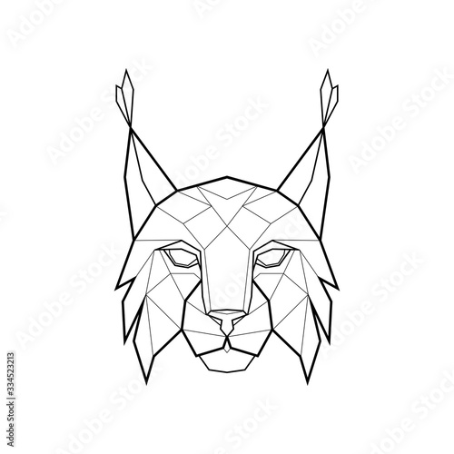 Polygonal abstract head of a lynx. Logo of the lynx. Vector illustration