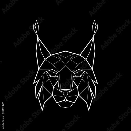 Polygonal abstract head of a lynx. Logo of the lynx. Vector illustration