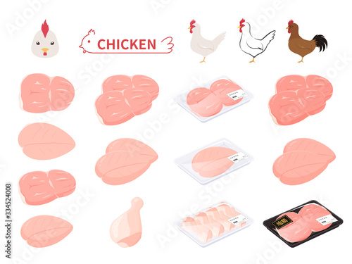 鶏肉と鶏のイラストセット