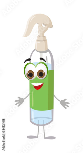 Funny disinfectant spray, modern flat vector illustration