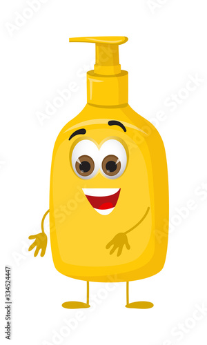 Funny liquid soap bottle, modern flat vector illustration