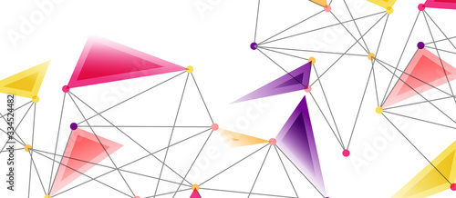 Line points connections, triangular technology design. Abstract geometric background