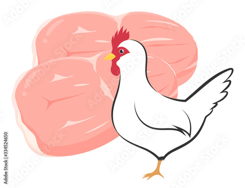 鶏もも肉と鶏のイラスト