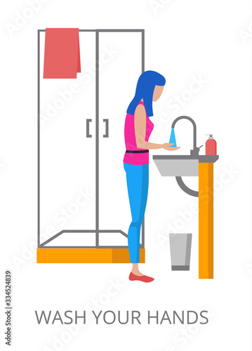 Wash Your Hands concept, modern flat design vector illustration photo