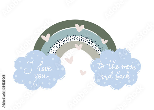 Vector hand drawn poster for nursery decoration with cute cloud and lovely slogan