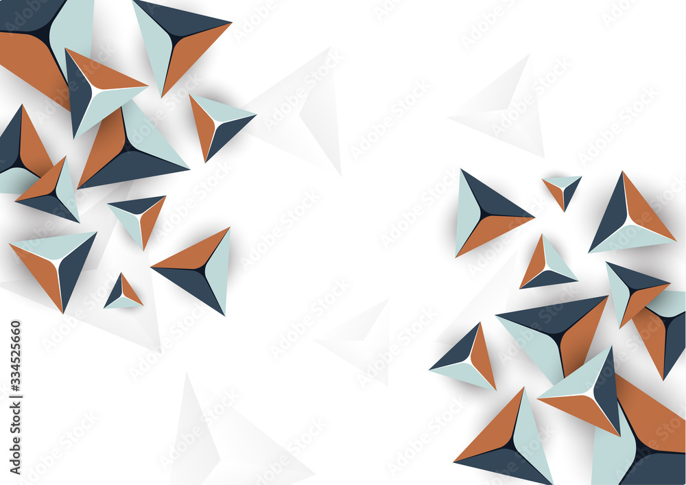 Abstract colorful background with geometric elements. Flying pyramids, triangles. Minimal cover design. Template for your corporate design. Vector Abstract colorful background with geometric elements. Flying pyramids, triangles. Minimal cover design. Template for your corporate design. Vector