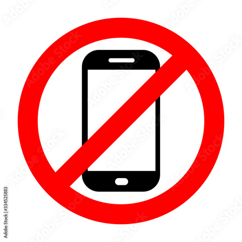 Mobile phone ban. Pictogram , prohibition sign. Flat design.Icon ban on white background. Vector illustration.