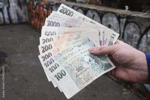 money in the hands, Czech currency, 