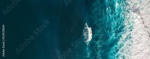 Aerial view to waves in ocean