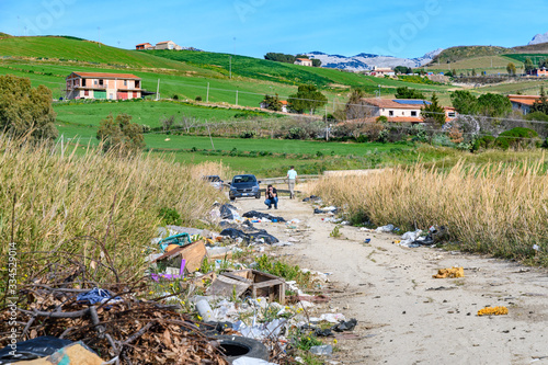 Obraz na płótnie Garbage in a landscape in Sicily, Italy w salonie