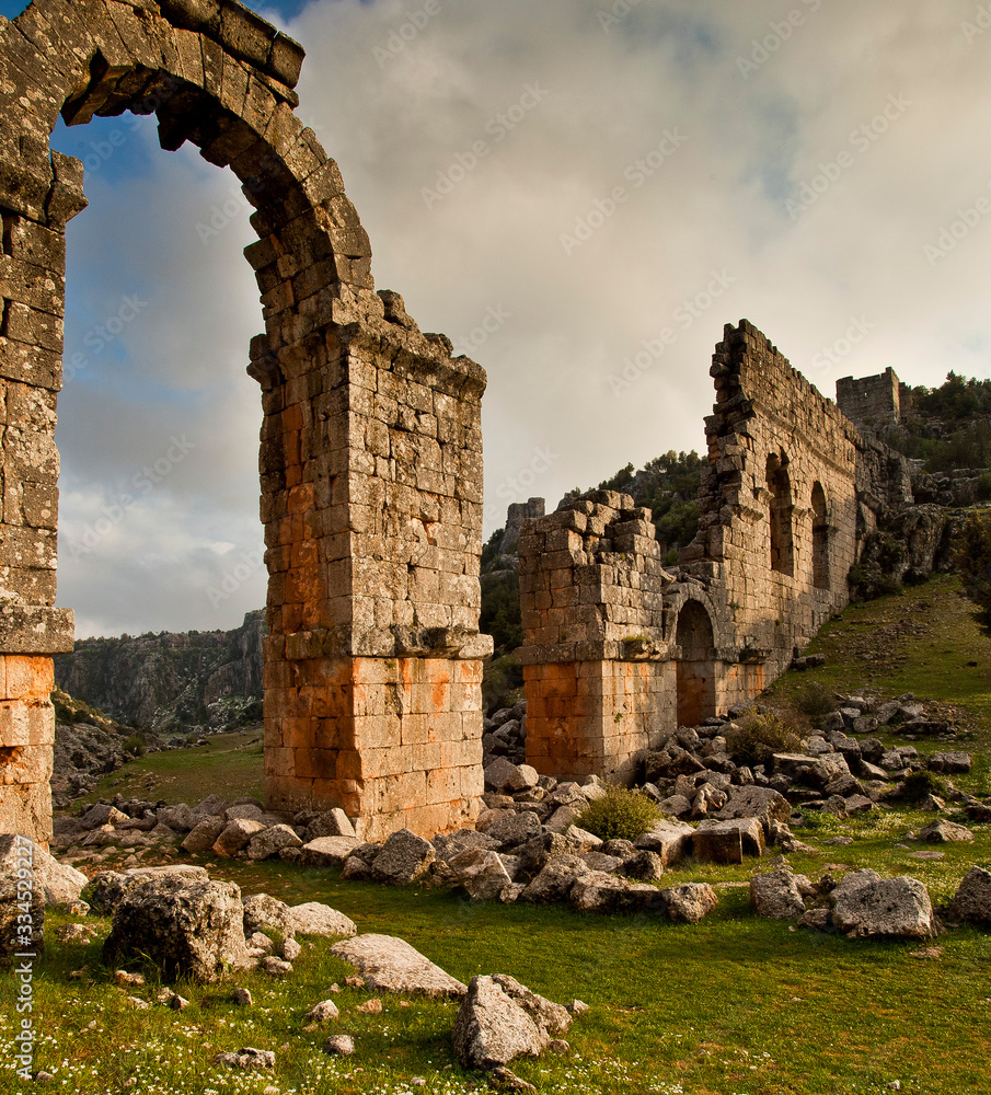 Arches of  roman acqueduct in Olba, Turkey