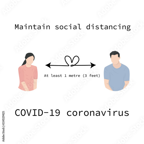 Coronavirus epidemic, social distance concept. Covid-19 protection prevention information