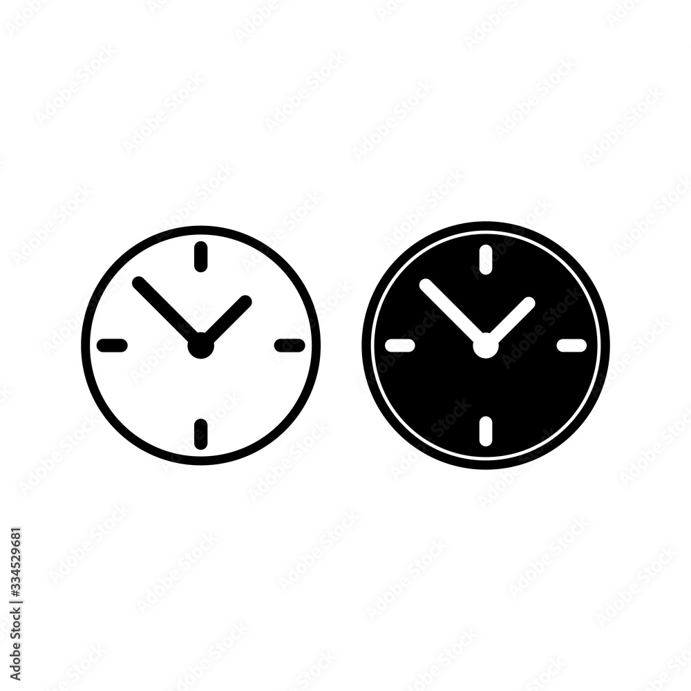 Clock time icon in black on an isolated white background. EPS 10. Clock time icon in black on an isolated white background. EPS 10.