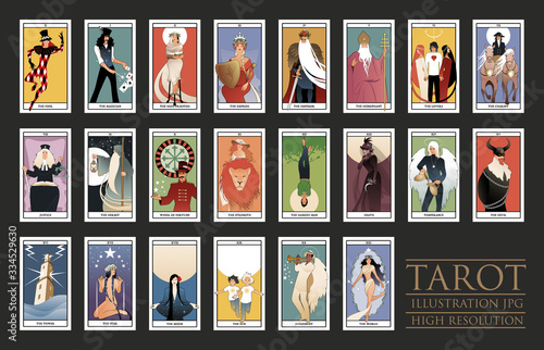 22 Major Arcana of the Tarot card in full. JPG illustrations in high resolution