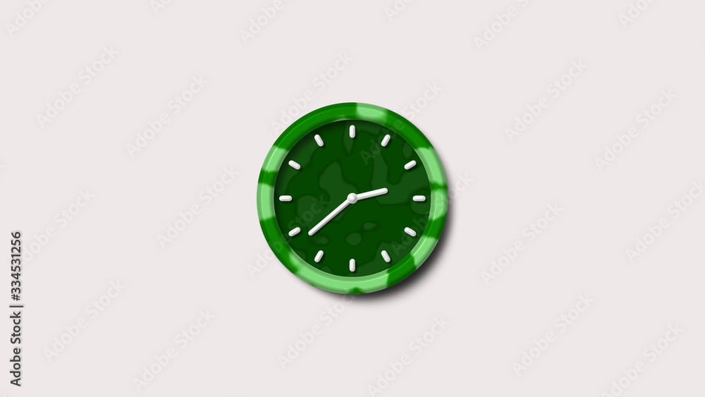 Green clock icon,white background green color army design 3d clock icon Green clock icon,white background green color army design 3d clock icon